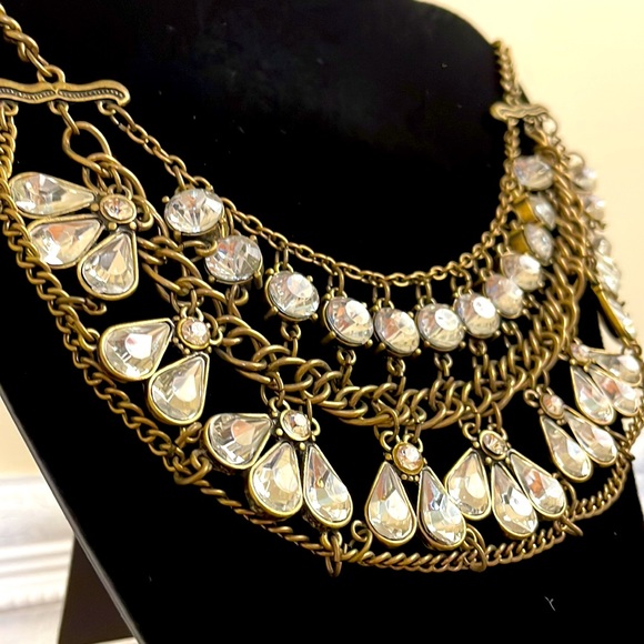 Bronze and Rhinestone Statement Necklace - Picture 6 of 6